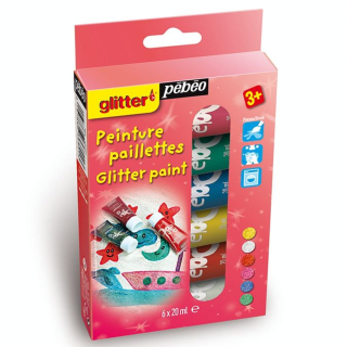 Kit découverte peinture Glitter 6 tubes 20 ml  - Pébéo - Rougier et Plé
