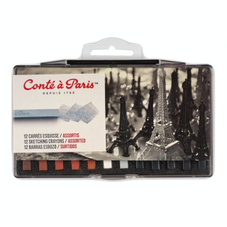 Pastels carrés Conté set esquisse 12 pièces - Conté à Paris - Rougier et Plé