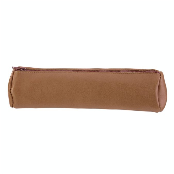 Trousse ronde en cuir naturel caramel - Divers - Rougier et Plé