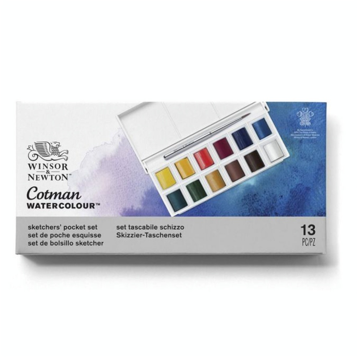 Aquarelle Cotman boite de 12 1/2 godets - Winsor & Newton - Rougier et Plé