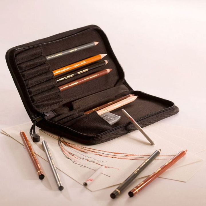 Trousse de crayons esquisse à zip - Conté à Paris - Rougier et Plé