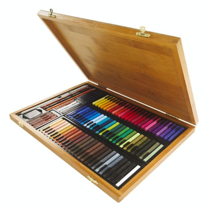 Pastels carrés coffret en bambou 84 pièces - Conté à Paris - Rougier et Plé