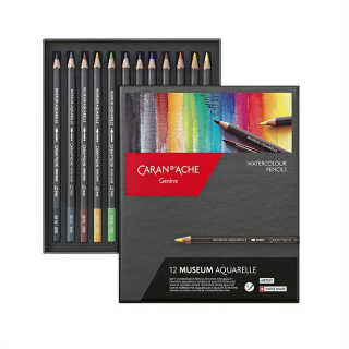 Crayon de couleur Museum Aquarelle - boite de 12 couleurs - Caran d'Ache - Rougier et Plé