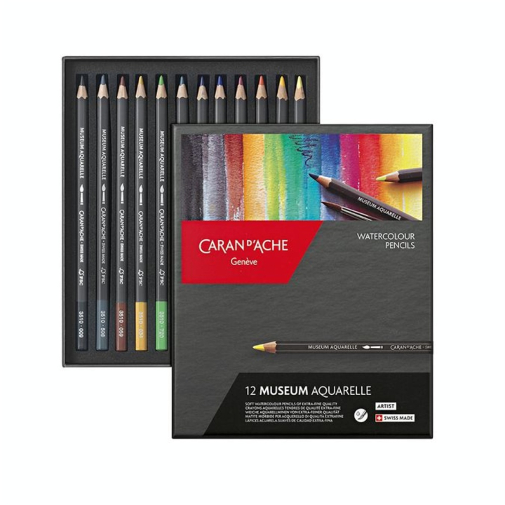Crayon de couleur Museum Aquarelle - boite de 12 couleurs - Caran d'Ache - Rougier et Plé