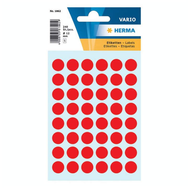 Etiquettes rouges 12 mm par 240 - Herma - Rougier et Plé