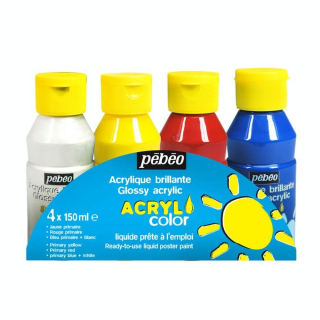 Peinture pour enfant Acrylcolor set 4 couleurs 150 ml - Pébéo - Rougier et Plé