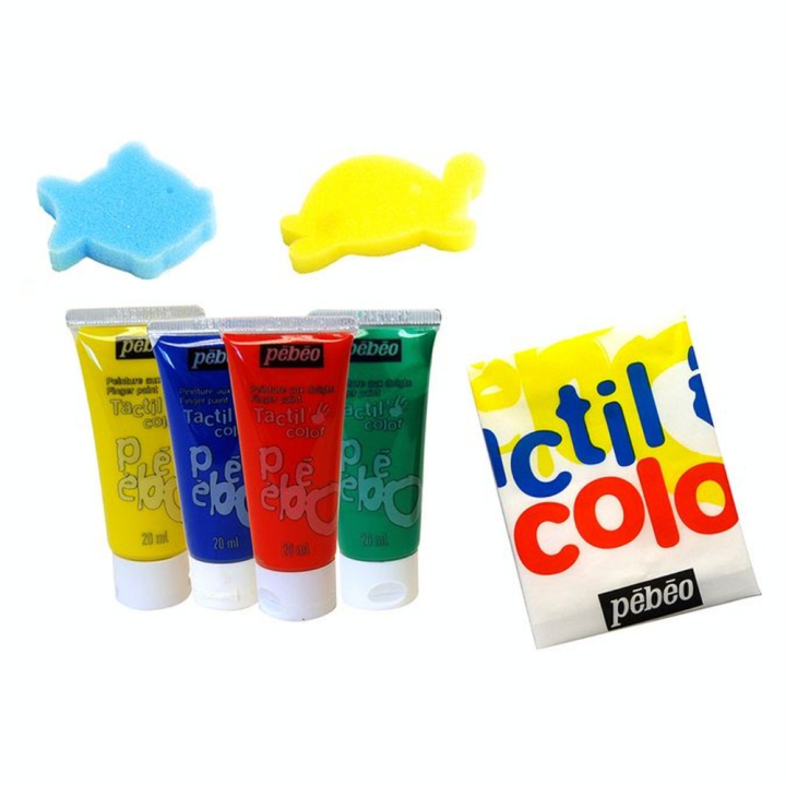 Peinture Tactilcolor 4 couleurs 20 ml - thème animaux marins - Pébéo - Rougier et Plé