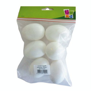 oeuf en plastique blanc 6 cm - 6 pièces - Graine Créative - Rougier et Plé