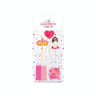 Bougies x 12 + 3 bougies princesse - 5 et 10 cm - ScrapCooking - Rougier et Plé