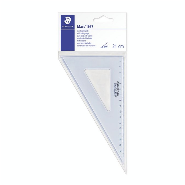 Équerre bleue transparente Mars 60° - 21 cm - Staedtler - Rougier et Plé