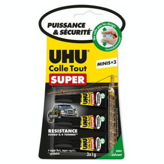 Colle contact sans solvant Strong & Safe 3 x 1 g - Uhu - Rougier et Plé