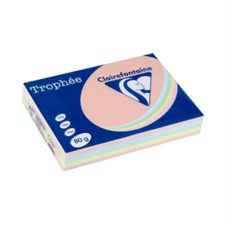 Ramette de papier pastel assortis Trophée A4 - 80 g/m² - 500 feuilles - Clairefontaine - Rougier et Plé