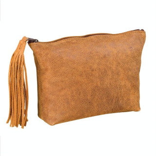 Trousse cuir Vintage plat pompon 17 x 14 x 1 cm - Oxford - Rougier et Plé