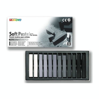 Pastels secs carrés - 12 nuances grises - Mungyo - Rougier et Plé