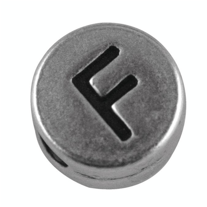 Perle lettre F argenté vieilli Ø 7 mm - Rayher - Rougier et Plé