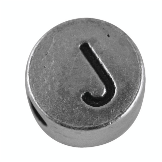 Perle lettre J argenté vieilli Ø 7 mm - Rayher - Rougier et Plé