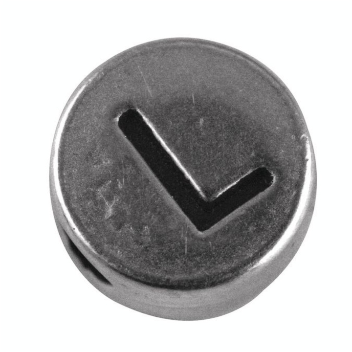 Perle lettre L argenté vieilli Ø 7 mm - Rayher - Rougier et Plé