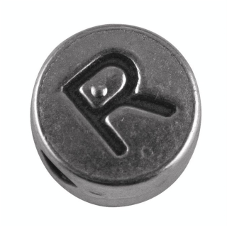 Perle lettre R argenté vieilli Ø 7 mm - Rayher - Rougier et Plé