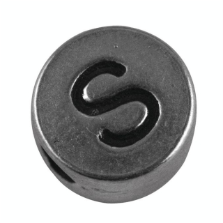 Perle lettre S argenté vieilli Ø 7 mm - Rayher - Rougier et Plé