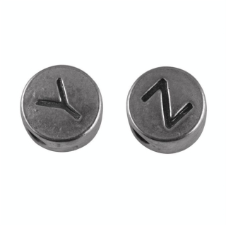 Perle lettre Y et Z argenté vieilli Ø 7 mm - Rayher - Rougier et Plé