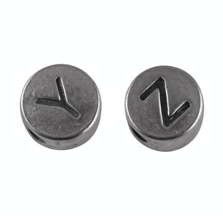 Perle lettre Y et Z argenté vieilli Ø 7 mm - Rayher - Rougier et Plé