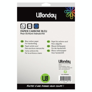 Papier carbone bleu A4 - 10 feuilles - Wonday - Rougier et Plé