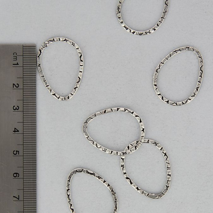 Anneau en métal filigrané oval argent brillant - 20 mm - Topaze - Rougier et Plé