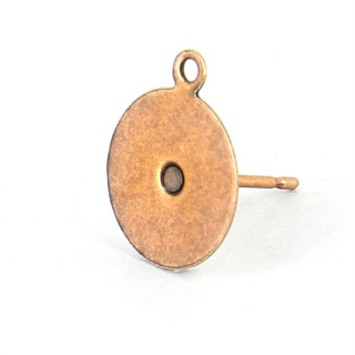 Boucles d'oreille tige plateau métal rond anneau cuivre vieilli - 10 mm - Topaze - Rougier et Plé