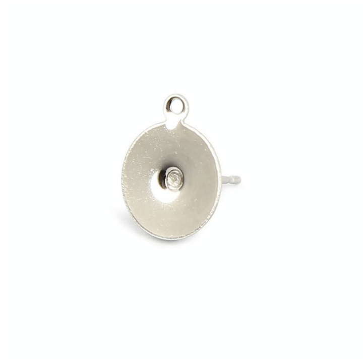 Boucles d'oreille tige plateau métal rond anneau nickel - 10 mm - Topaze - Rougier et Plé