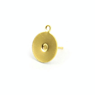 Boucles d'oreille tige plateau métal rond anneau or brillant - 10 mm - Topaze - Rougier et Plé