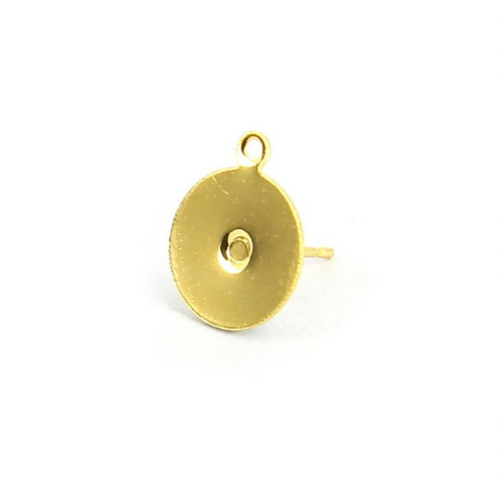 Boucles d'oreille tige plateau métal rond anneau or brillant - 10 mm - Topaze - Rougier et Plé
