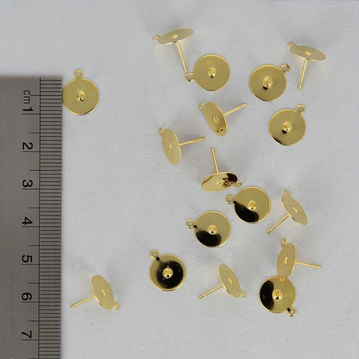 Boucles d'oreille tige plateau métal rond anneau or brillant - 10 mm - Topaze - Rougier et Plé