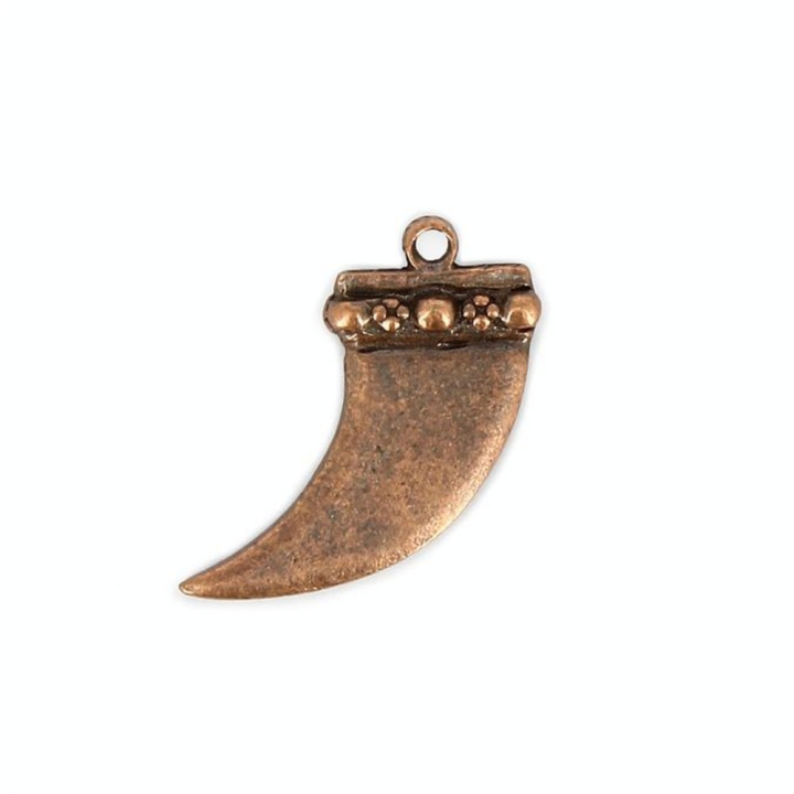 Breloque dent de requin avec anneau cuivre - 13 x 25 mm - Topaze - Rougier et Plé