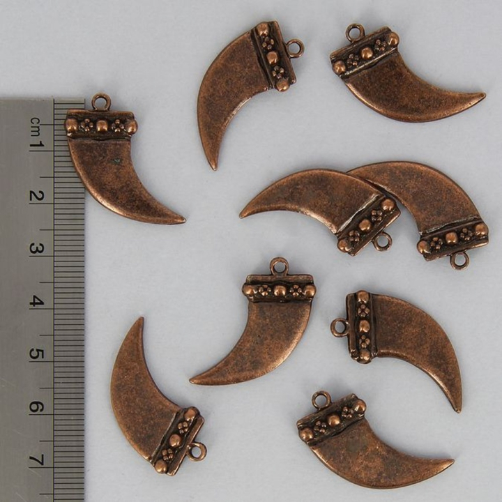 Breloque dent de requin avec anneau cuivre - 13 x 25 mm - Topaze - Rougier et Plé
