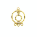 Breloque en métal ronde 4 anneaux avec pendant laiton vieilli - 20 x 27 mm - Topaze - Rougier et Plé