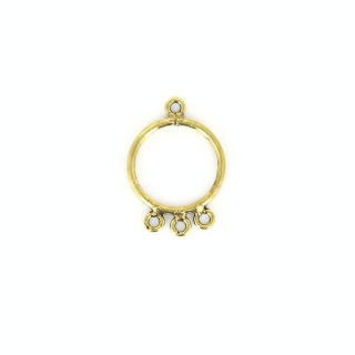 Breloque en métal ronde 4 anneaux laiton vieilli - 17 x 25 mm - Topaze - Rougier et Plé