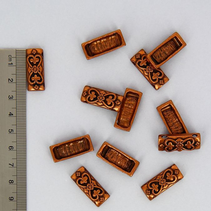 Perle intercalaires rectangulaire cœur arabesque - 10 x 25 mm - Topaze - Rougier et Plé