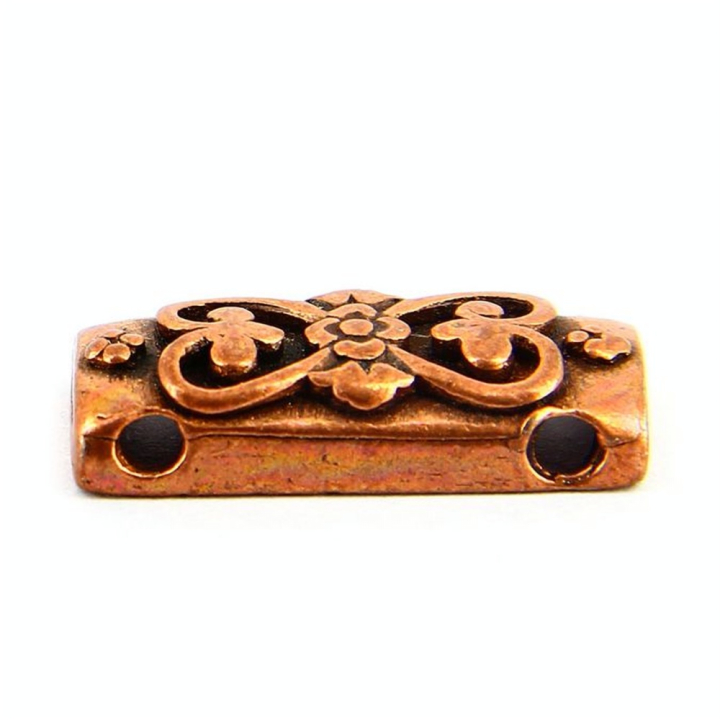 Perle intercalaires rectangulaire cœur arabesque - 10 x 25 mm - Topaze - Rougier et Plé