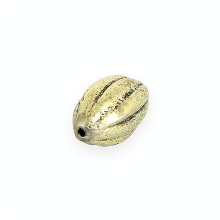 Perle en métal ovale allongée quartiers argent vieilli - 13,8 x 22 mm - Topaze - Rougier et Plé