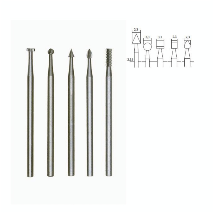 Embout de fraise en acier wolfram-vanadium - 5 pcs - Proxxon - Rougier et Plé