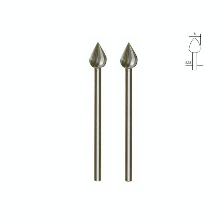 Embout de fraise en acier wolfram-vanadium - Goutte Ø 6 mm - 2 pcs - Proxxon - Rougier et Plé