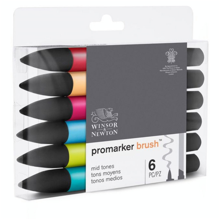 Marqueur Brushmarker 6 tons Moyens - Winsor & Newton - Rougier et Plé