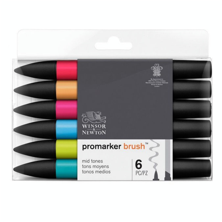 Marqueur Brushmarker 6 tons Moyens - Winsor & Newton - Rougier et Plé