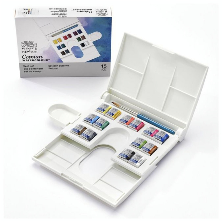 Aquarelle fine Cotman 14 demi-godets Boite Compact Set - Winsor & Newton - Rougier et Plé