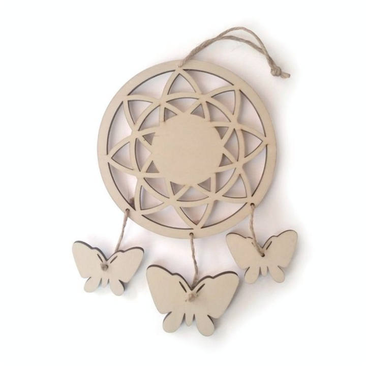 Attrape-rêves papillons en bois 12,5 x 21,5 x 2 cm - Graine Créative - Rougier et Plé