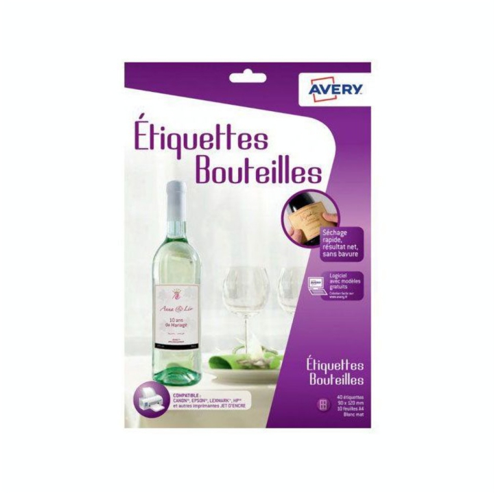 Etiquettes pour bouteilles 90 x 120 mm - 40 pcs - Avery - Rougier et Plé