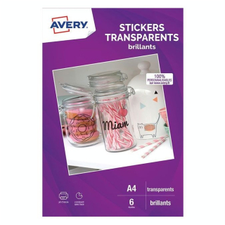 Feuille autocollante Transparente 21 x 29,7 cm A4 - 6 pcs - Avery - Rougier et Plé