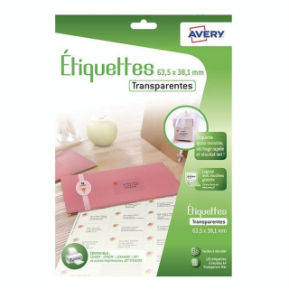 Etiquettes à adresse Transparentes 38,1 x 63,5 mm 126 pcs sur 6 feuilles A4 - Avery - Rougier et Plé