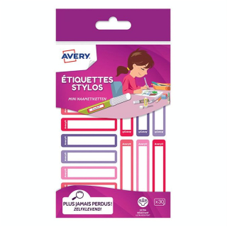 Etiquettes pour fournitures scolaires 10 x 50 mm Rose et Rouge - 30 pcs - Avery - Rougier et Plé