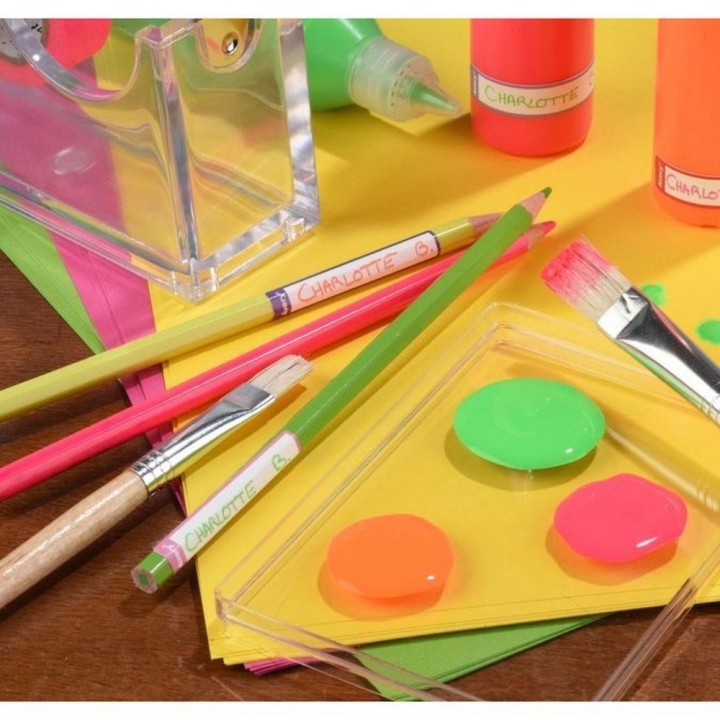 Etiquettes pour fournitures scolaires 10 x 50 mm Rose et Rouge - 30 pcs - Avery - Rougier et Plé